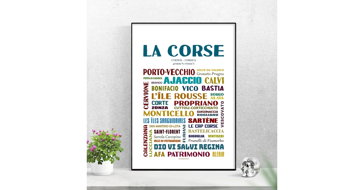 Affiche mots corses – Décoration murale Corse & expressions corses idée cadeau original